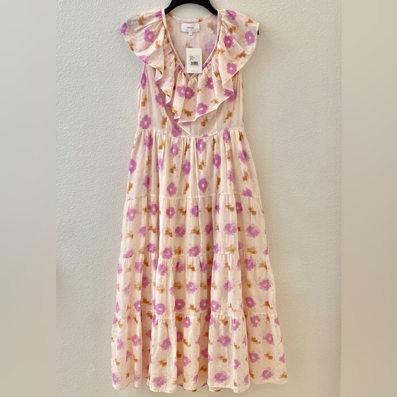 NWT✨XÍRENA Abstract Print Tiered Cotton Dress LILAC IKAT Sz Medium - Picture 12 of 17